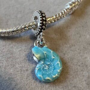 Blue Sea Shell Charm‎ fits PANDORA
